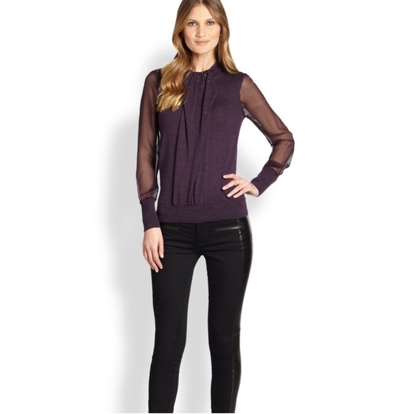 Tory Burch Abitha Sweater Metrino Wool andβ Silk Size XS - Picture 2 of 15